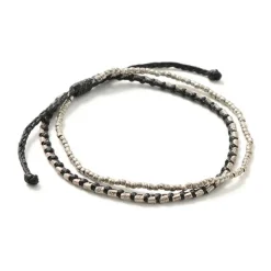 PHADUA / Double-Strand Anklet with Silver Wax Cord