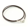 PHADUA / Leather choker necklace in Karen silver.